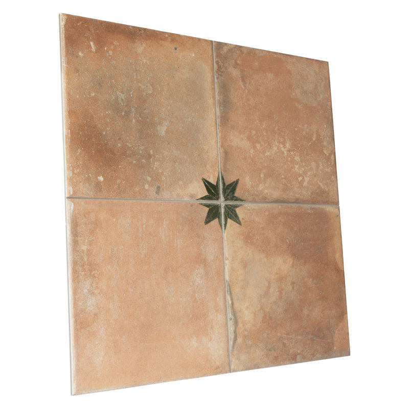 Kings Nonna 17-7/8 in. x 17-7/8 in. Porcelain Floor and Wall Tile, Orange/Green