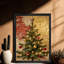 Arbre de Noël noir rétro, art mural, impressions de style rétro-1290999683