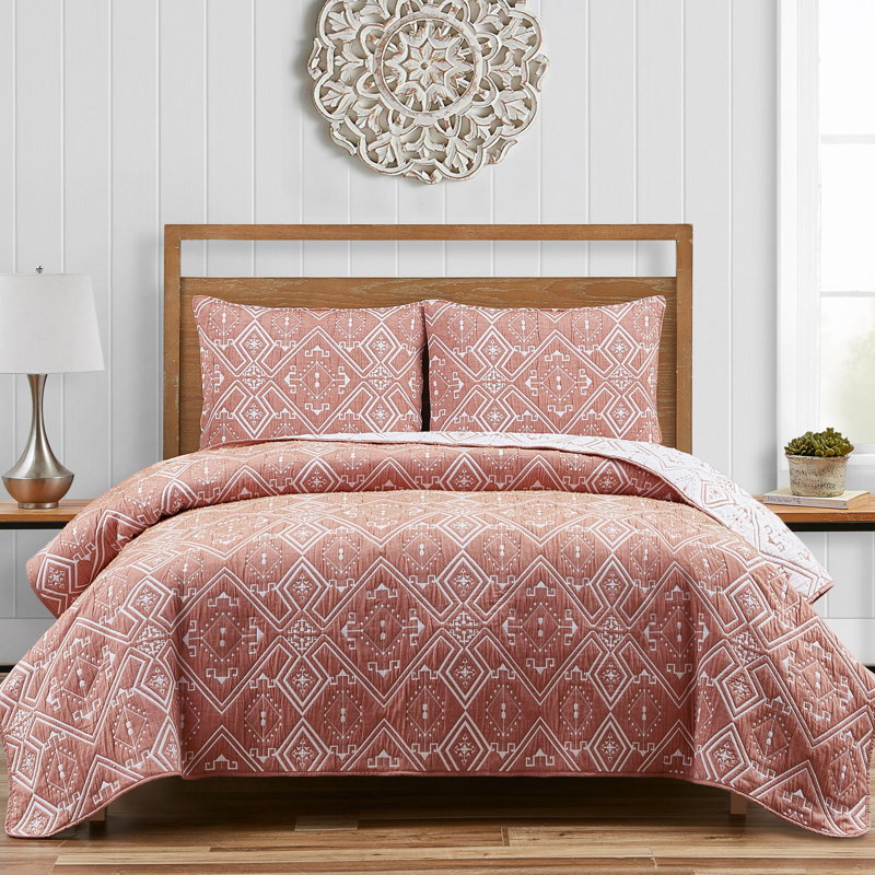  Ensemble de courtepointe réversible en mélange de coton tissé à la main matelassé et toutes saisons abricot DESIGN Fe Studio Santa Fe
