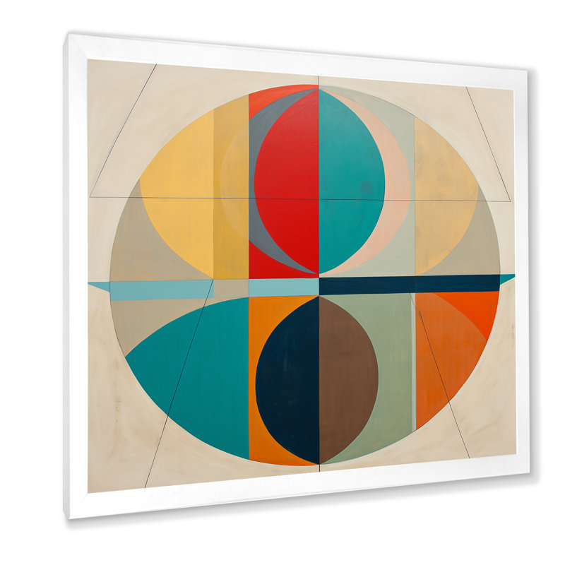 «Serendipity Retro Abstract Midcentury Geometrics I», reproduction sur toile, H 16 po x l 16 po x P 1 po, Cadre simple blanc