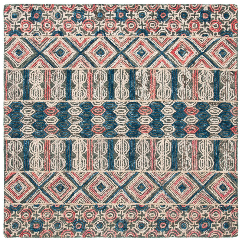 Brashear Hand Tufted Wool And Cotton Southwestern Rug, Square 6'