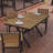 Commercial Grade X-Frame Outdoor Dining Table with Faux Teak Poly Slats and Metal Frame-756476414