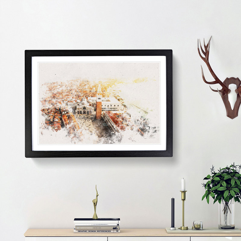 The City of Venice in Italy - Picture Frame Painting Print, 45cm H x 63cm W x 2cm D, Black Framed