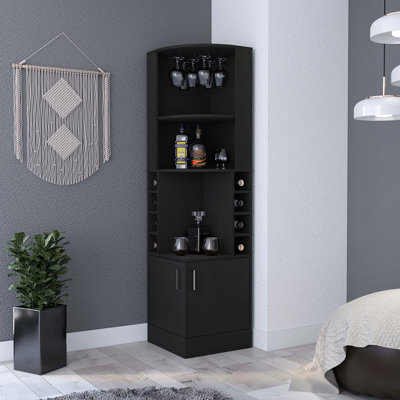 Cabinet noir à 8 tablettes avec 2 tablettes et un espace d'exposition décoratif pour les maisons élégantes