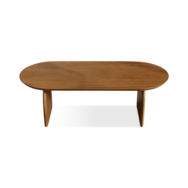 Mid-Century Modern Walnut Oval Solid Wood Dining Table, 29.53"H x 62.99"L x 31.50"W