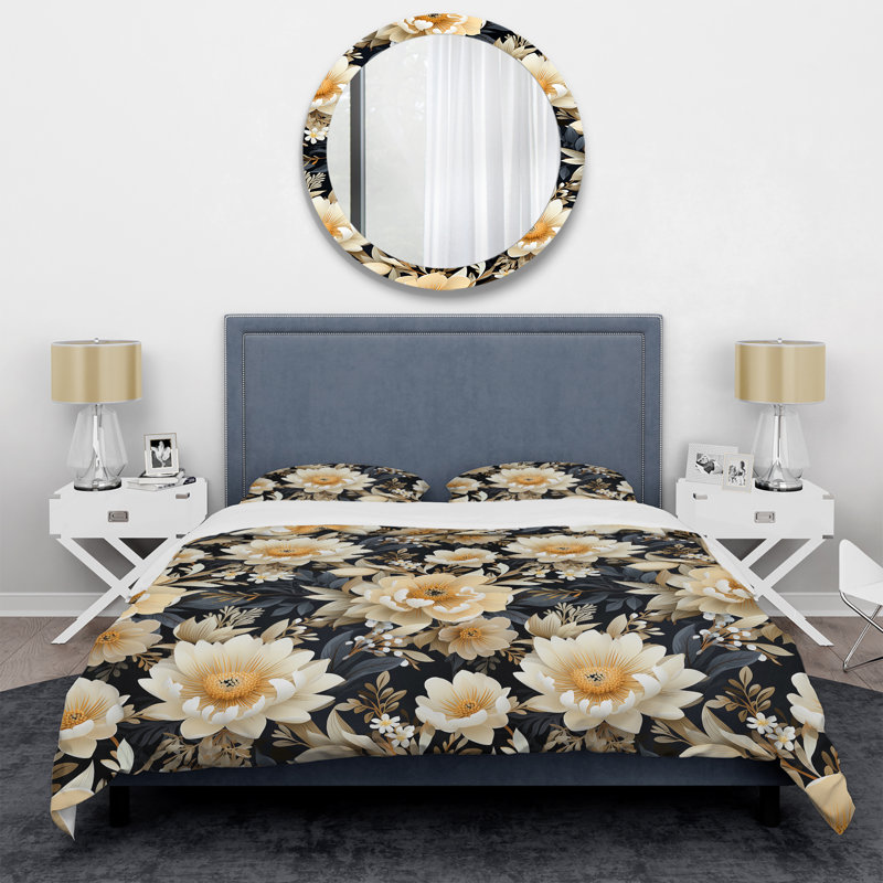 Literie de pétales de fleurs blanches au paradis, Housse de couette simple + 1 taie décorative stan