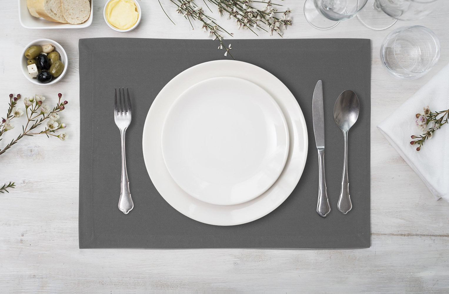 Drian Cotton Placemat, Pewter