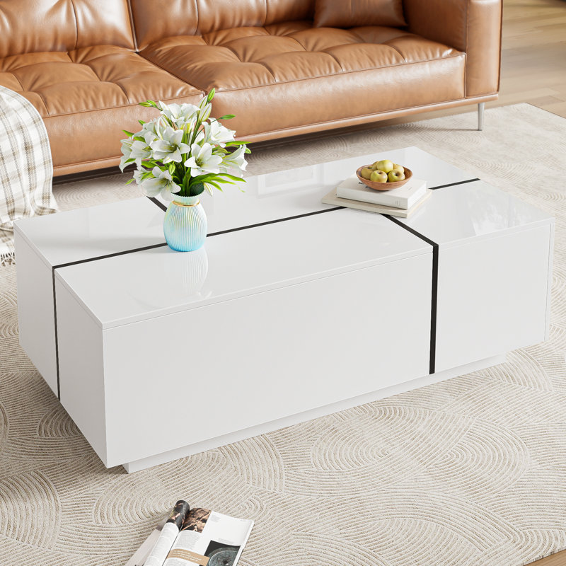 Table basse avec rangement, Blanc