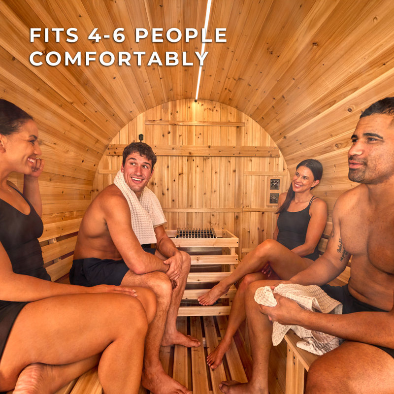 Sauna extérieur en cèdre traditionnel pour 4 à 6 personnes avec porche, chaufferette électrique 9 kW, contrôle Wi-Fi, lumières DEL Backyard Discovery Paxton