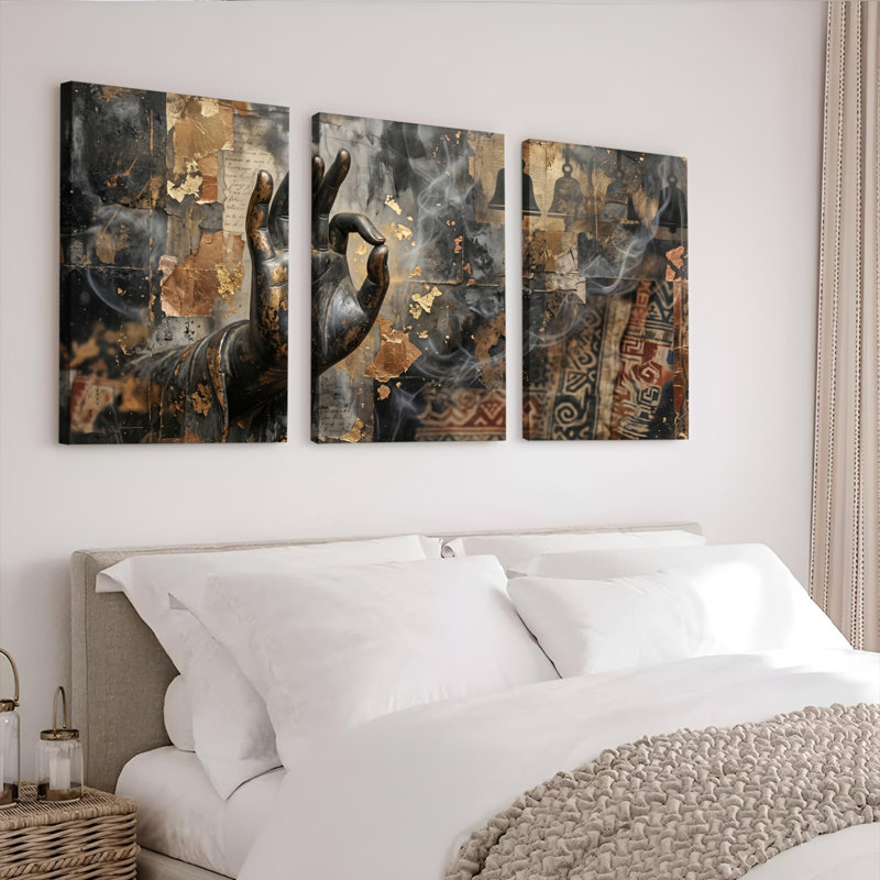 Ensemble de 3 tableaux sur toile « Mystic Hand Art » pour la décoration du salon, de la chambre et de la maison., 1624