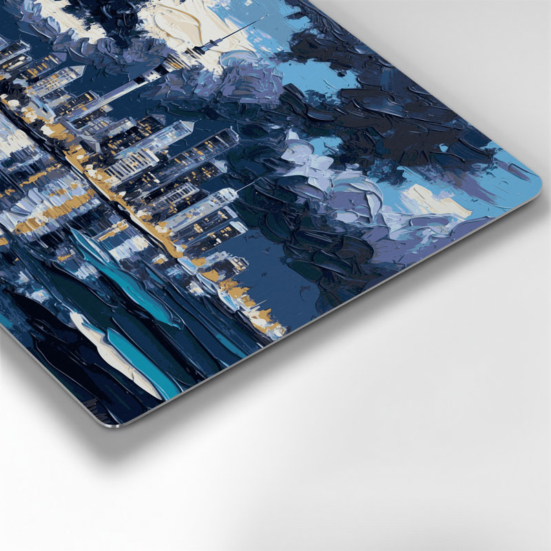Art mural bleu en villes avec villes en Nouvelle-Zélande, H 132 po x l 168 po x P 0,05 po