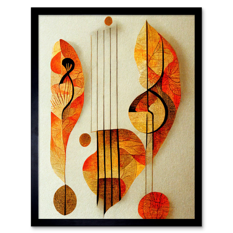 Musical Symbol Clef Staff in Warm Autumn 1 Piece Single Picture Frame Wall Art, 25.9cm H x 20.6cm W x 1.5cm D