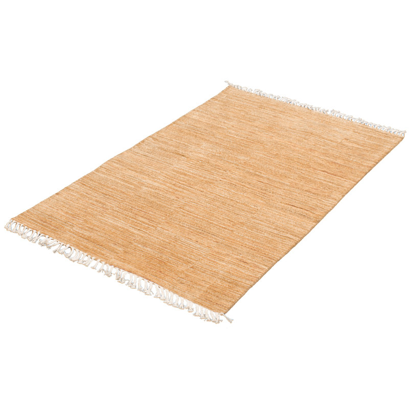 Tapis décoratif en laine brun clair de conception unique 4 pi x 6 pi 4 po Audrene noué à la main
