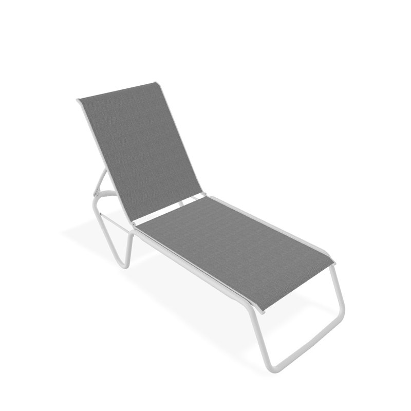 Gardenella Outdoor Metal Chaise Lounge, Sky, White
