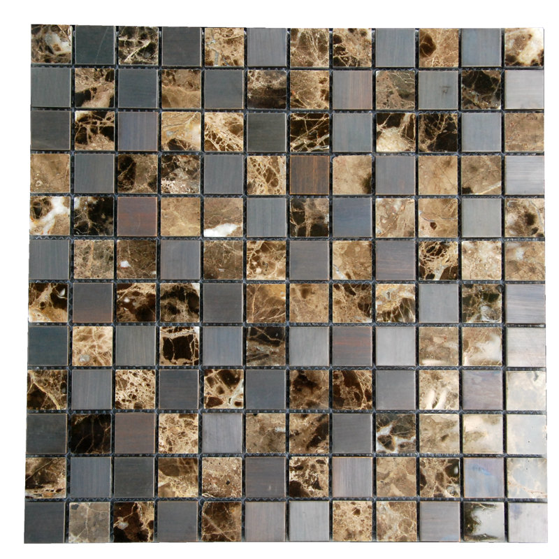 Carreau de mosaïque murale en marbre / métal 1 po x 1 po