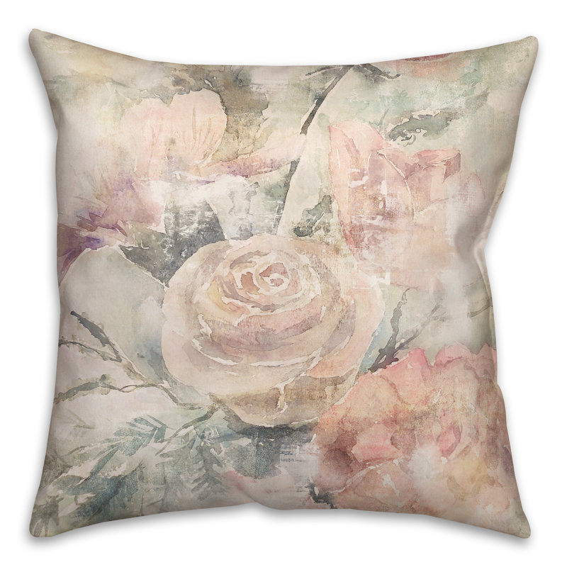 Floral Reversible Throw Pillow, 16" H x 16" W