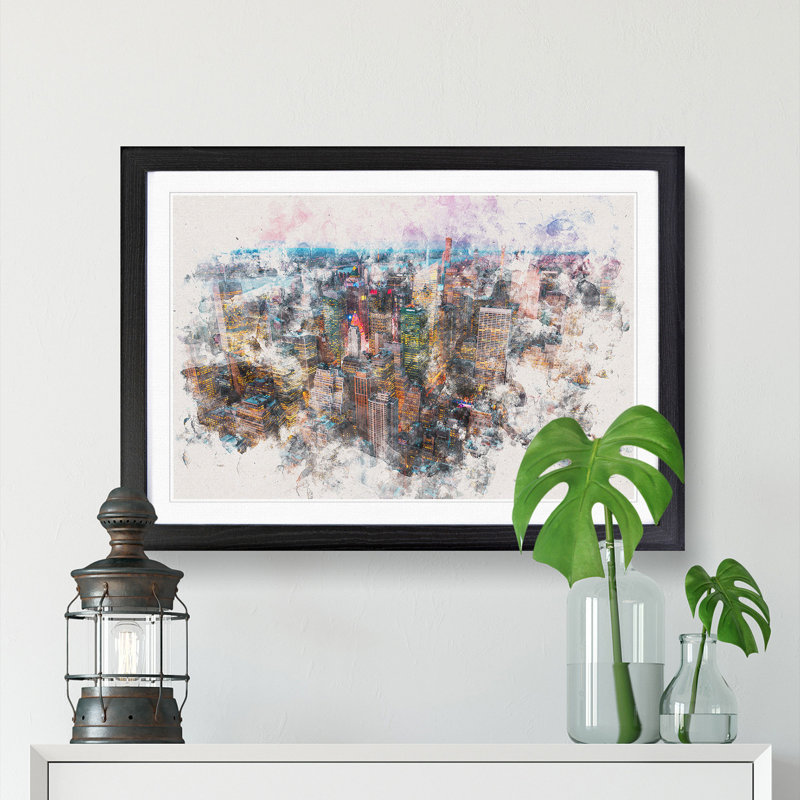 New York View - Framed Print, Black Framed, 33cm H x 45cm W x 2cm D