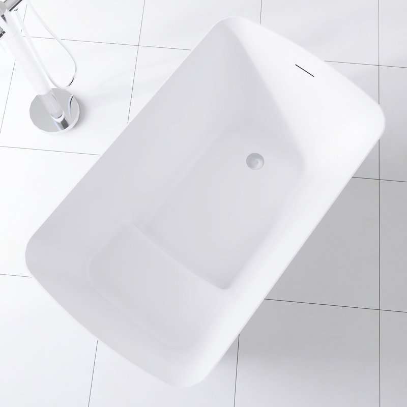 47'' Acrylic Freestanding Soaking Bathtub With Seat, Matte Black