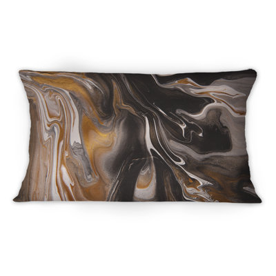 Black And Brown Marble Universe - Modern Printed Throw Pillow 1
