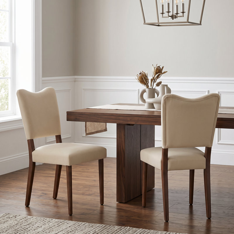 Velvet Upholstered Dining Chairs, Linen