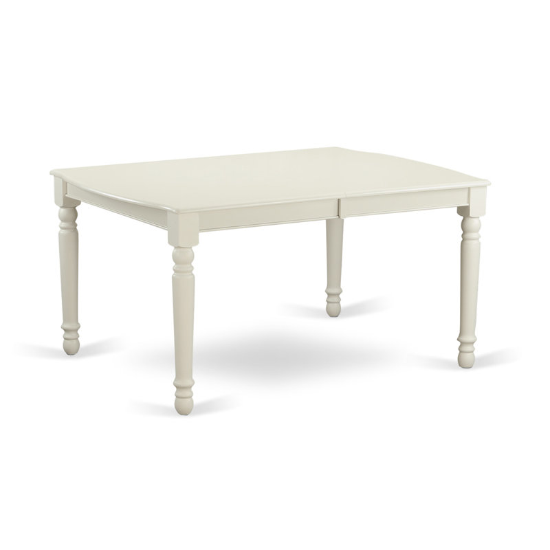 5 Piece Dining Table Set for 4 Includes a Rectangle Kitchen Table with Butterfly Leaf and 4 Light Beige Linen Fabric Parson Chairs, 42x78 Inch, Linen White