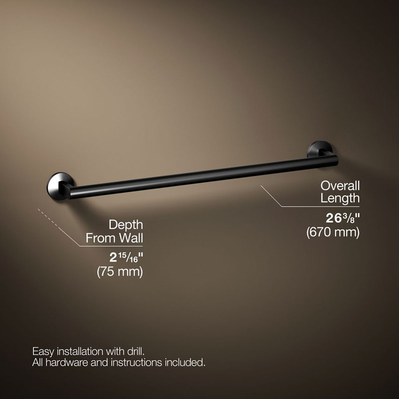 Components Towel Bar, 24"W, Matte Black
