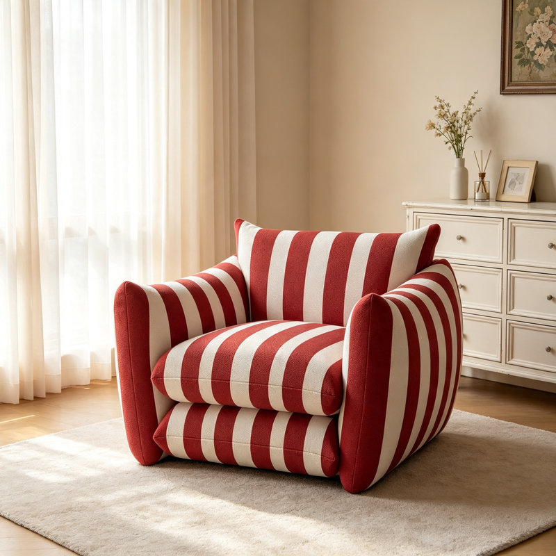Canapé Simple, L 41,34 po, Mélange de coton rouge, Rouge