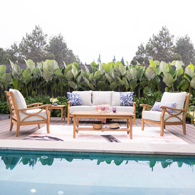 Brunswick Teak 5 - Person Patio Conversation Sets with Cushions