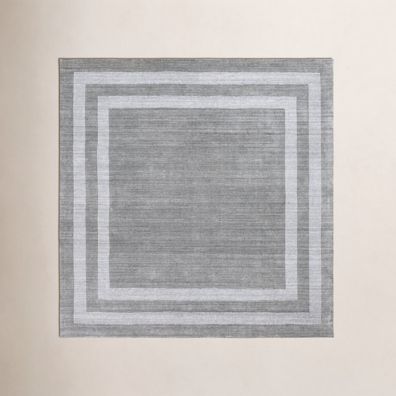Tapis gris touffeté à la main Pierson, Carré 8 pi