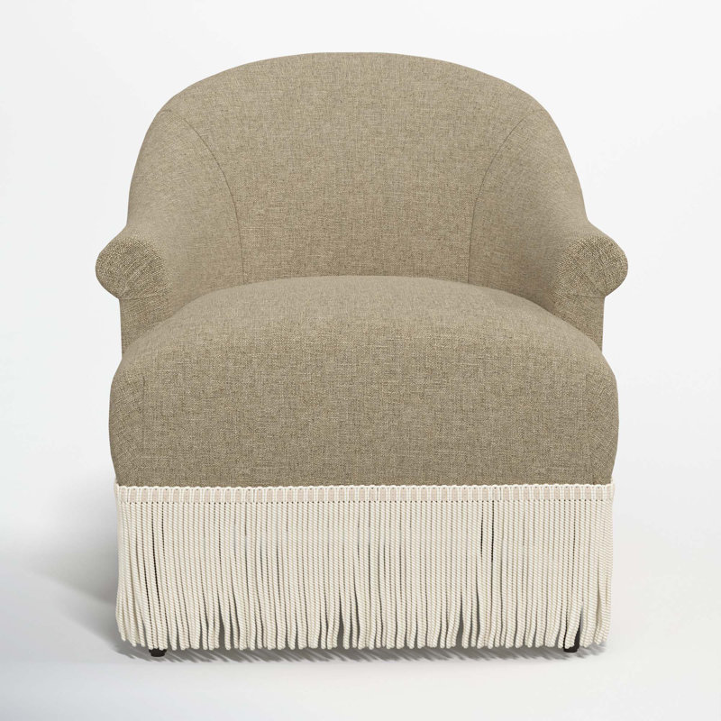 Callie Upholstered Wingback Chair, Zuma Natural Textured Linen, Ivory