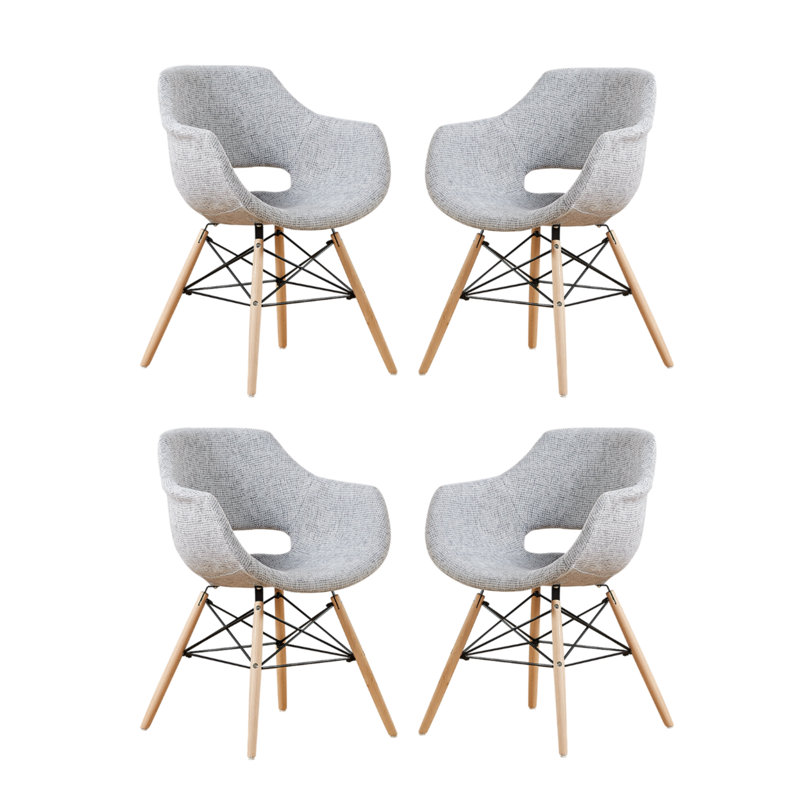 Geary Upholstered Dining Chair, Grey, 4
