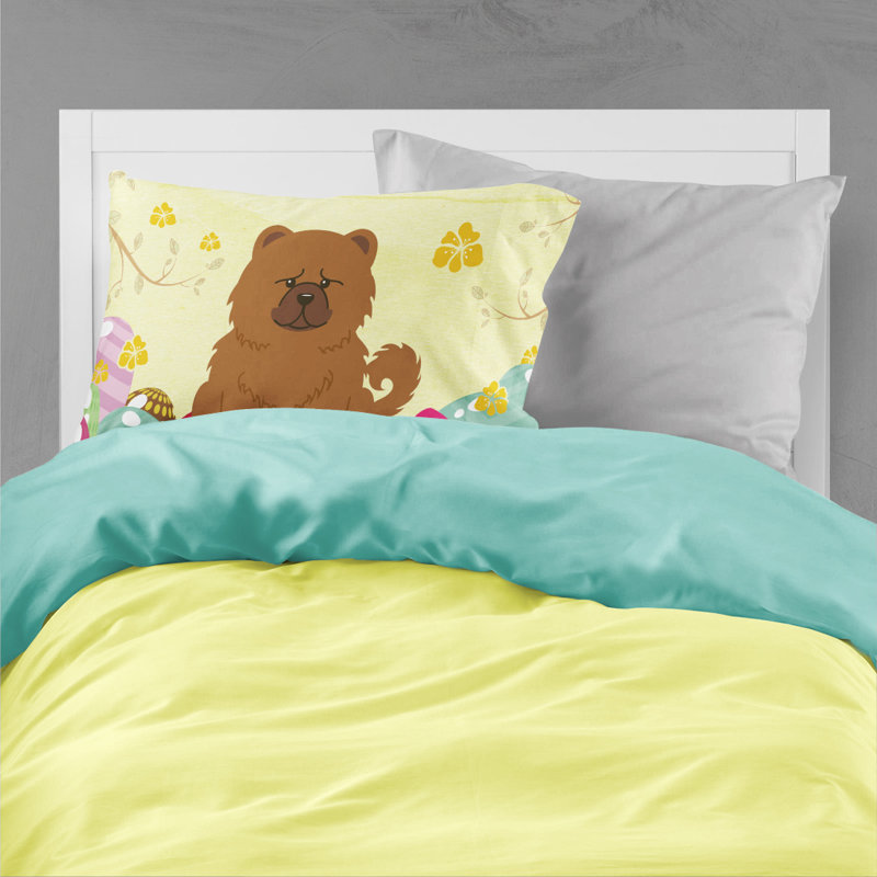 Taie d’oreiller œufs de pâques, Chow-chow roux