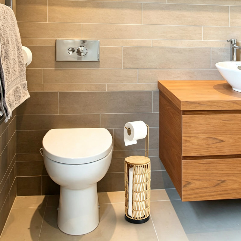 Free Standing Toilet Paper Holder, Brown