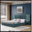 Très grande base de lit tapissier en tissu chenille avec motif plissé, très grand lit plateforme avec tête de lit, structure solide et table de chevet. Pas de sommier tapissier nécessaire - bleu-vert-1047424801-1047424802
