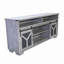 Meuble télé 65,3 po avec bandes lumineuses à DEL et porte de grange en fer avec bande décorative en Y de style campagnard gris-956579949