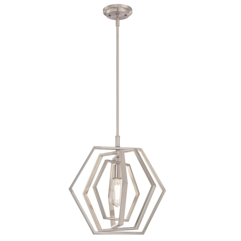 Luminaire suspendu géométrique simple à 1 lumière, Nickel brossé