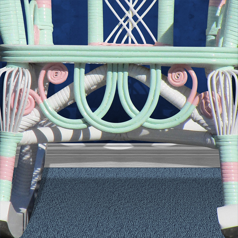 Chaise berçante en osier pour enfant Deas, Vert/rose