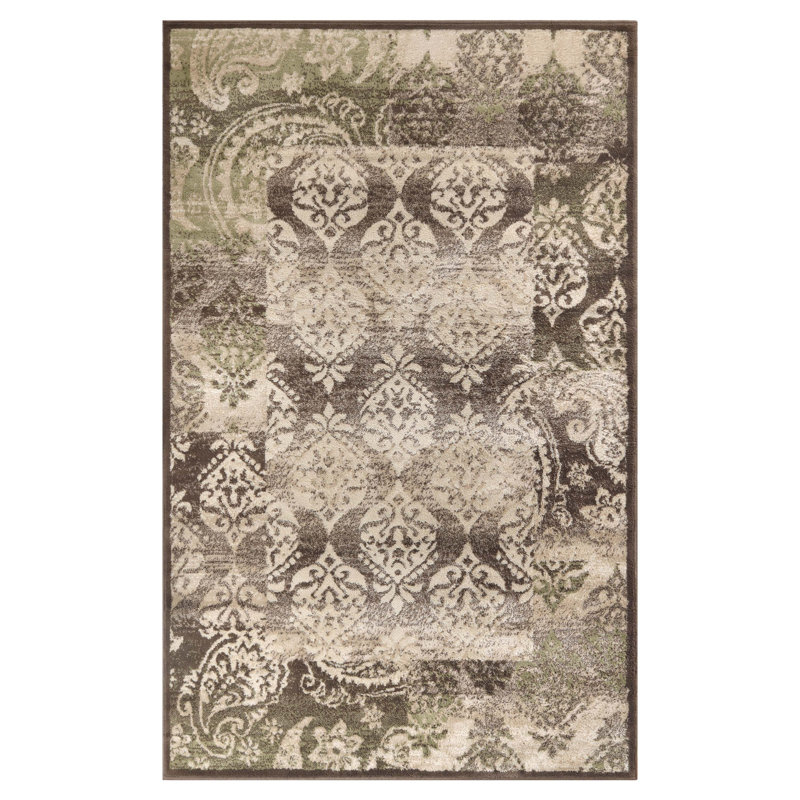 Tapis d'intérieur brun à motif cachemire Adowlfe, Rectangle 5 pi x 8 pi