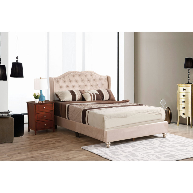Lit tapissier élégant Elegant, Lit double, Beige