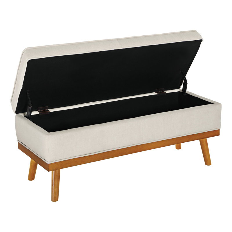 Boyu Polyester Blend Upholstered Storage Bench, Wheat Polyester Blend