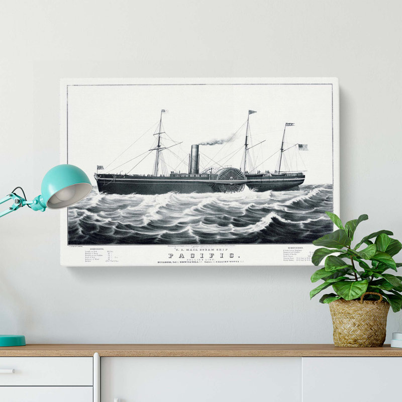 U.S. Mail Steam Ship by N. Currier - Wrapped Canvas Print, 35cm H x 50cm W x 3cm D