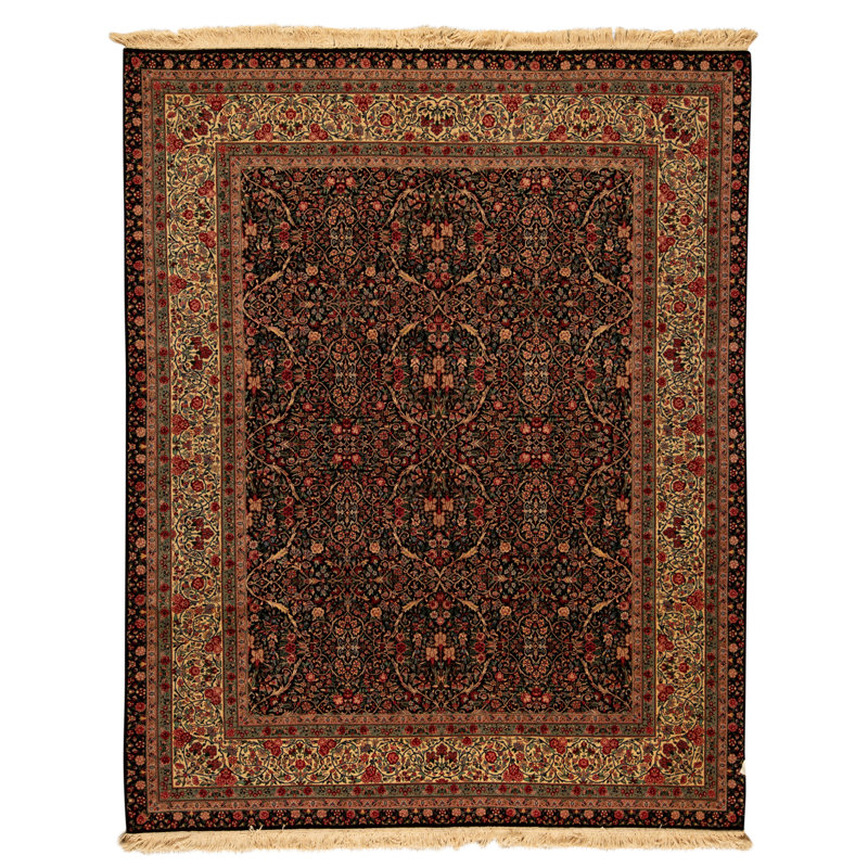 Hand Knotted Wool Area Rug in Navy