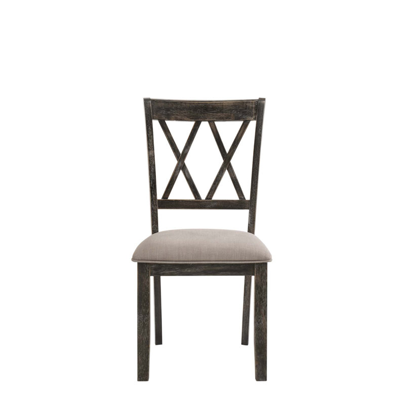 Fabric & Weathered Gray Finish Side Chair,Set Of 2