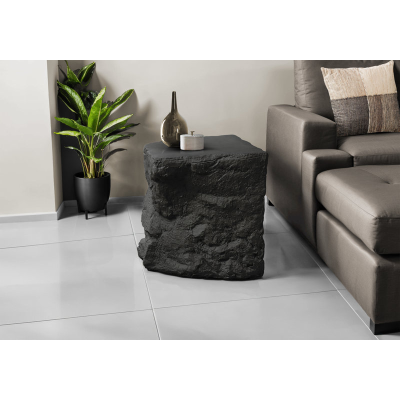 Accent Square End Table 22in Magnesium Oxide 1 Piece Indoor Outdoor Nightstand Side Table Black Finish, Black