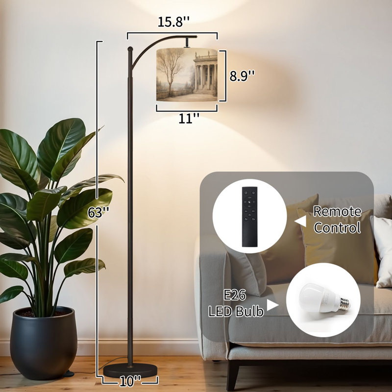 Lampe sur pied avec abat-jour réglable Chinoiserie