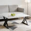Table basse moderne moderne avec plateau en faux marbre et structure en métal noir, centre de table de style industriel pour le salon, la chambre à coucher ou le bureau personnel