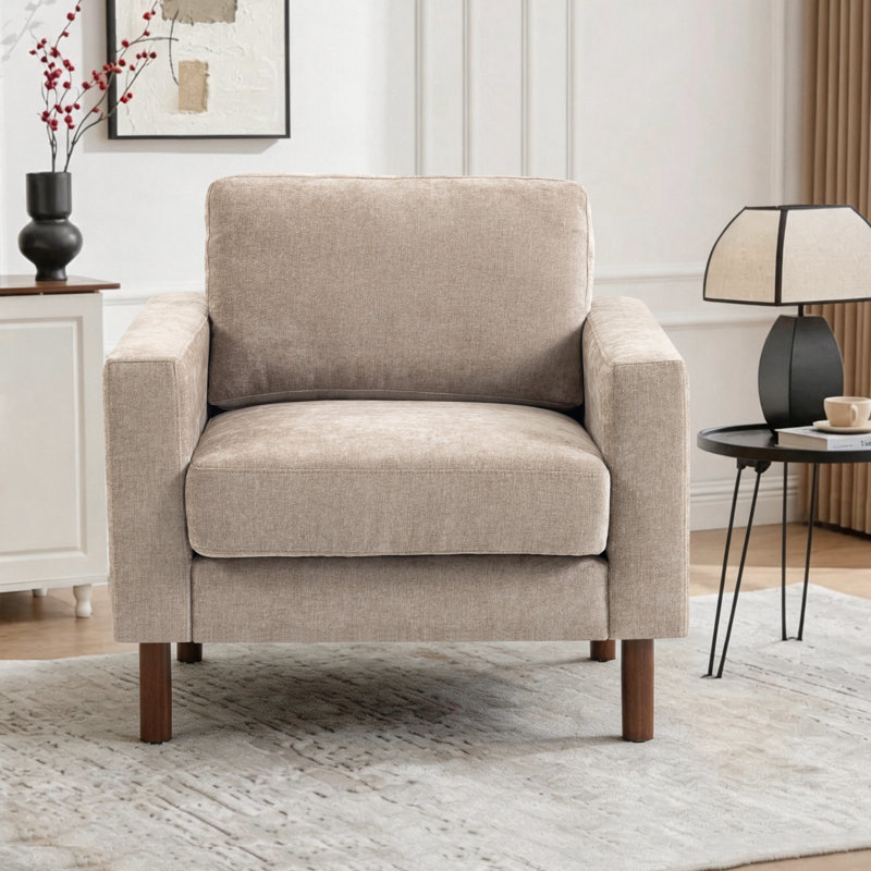 Cole Upholstered Accent Chair, Flax-coloured Polyester