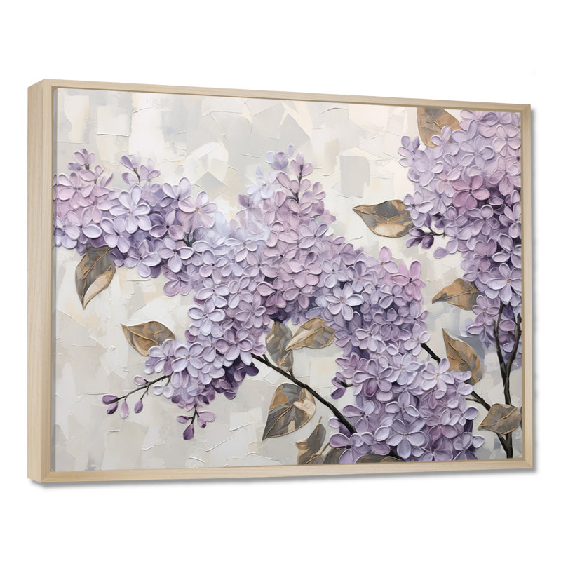 «Beautiful Lilac Dreamscape I», art mural lilas, H 12 po x l 20 po x P 1 po, Cadre flottant brun