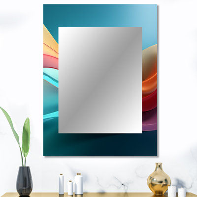 Rainbow Colors Symphony III - Abstract Shapes Decorative Wall Mirror, Blue Mirror, Printed Metal Art