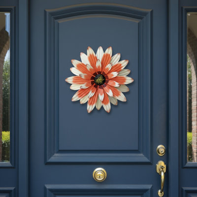 Décoration florale tridimensionnelle en fer forgé petites marguerites en fleurs, ornement suspendu, orange